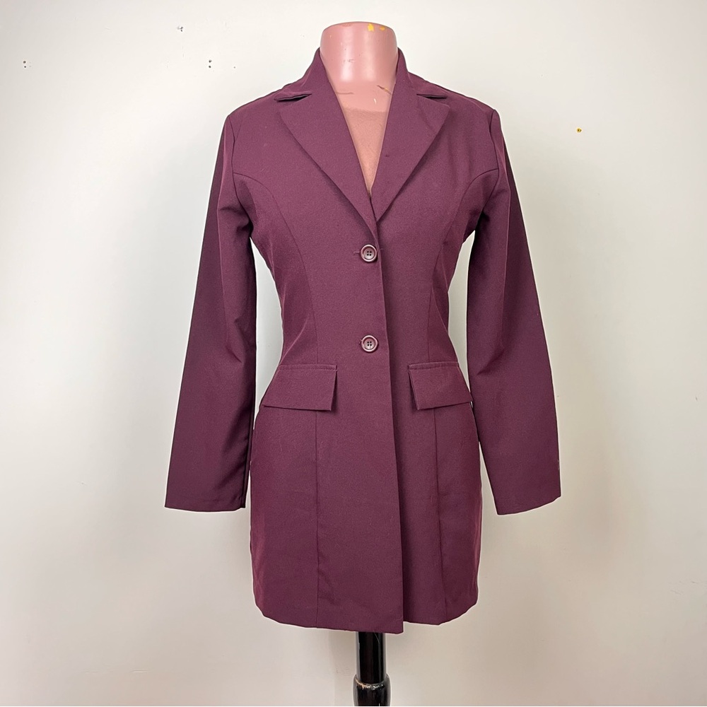 Vintage Garage Chic Women's Plum Long Blazer
